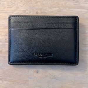 Black leather coach, money clip card holder new without tags